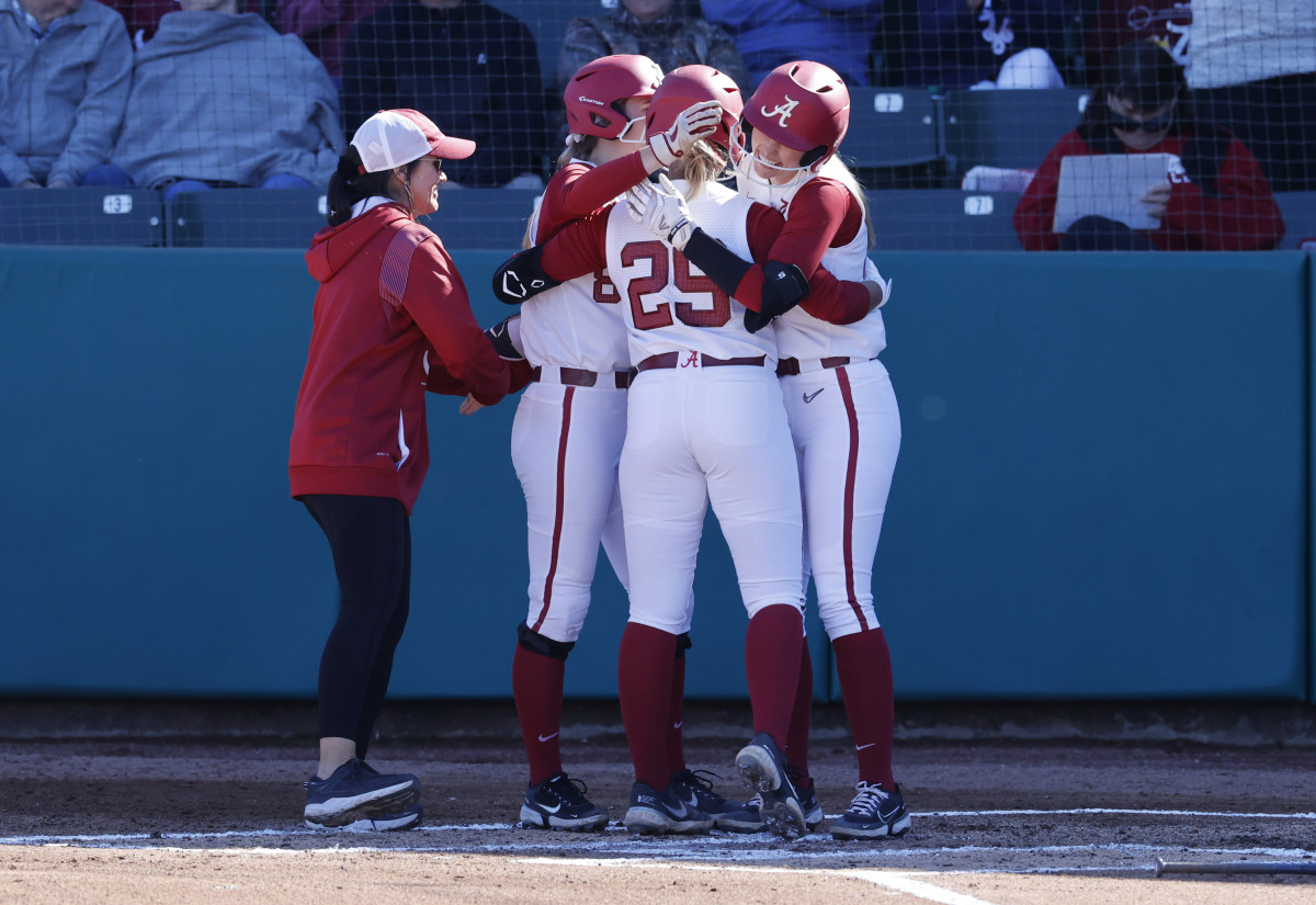 Ashley Prange celebrates home run