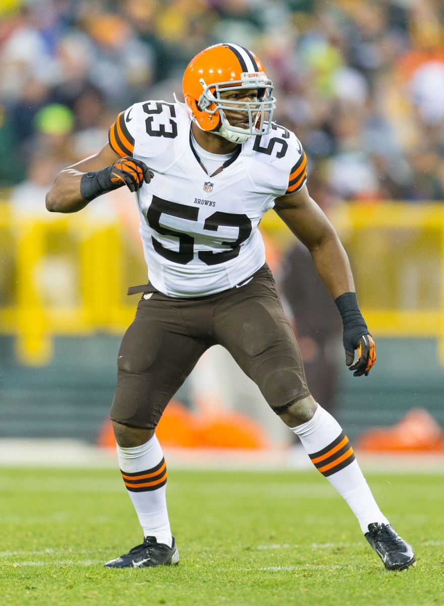 Oct 20, 2013; Cleveland Browns linebacker Craig Robertson (53) during a game against the Green Bay Packers. Mandatory Credit: Jeff Hanisch-USA TODAY 