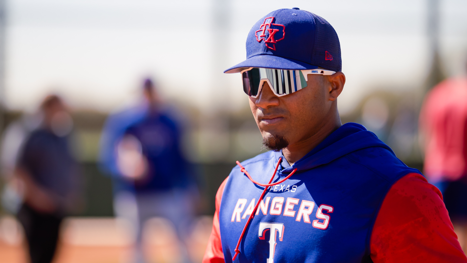 Andy Ibanez Works On Ground Ball Training Exercise With Texas Rangers  Coaches