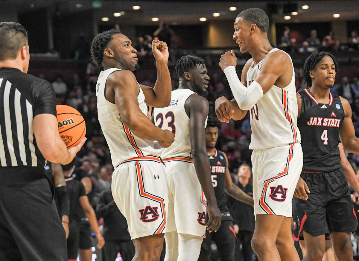 during the second half of the NCAA Div. 1 Men's Basketball Tournament preliminary round game at Bon Secours Wellness Arena in Greenville, S.C. Friday, March 18, 2022. Ncaa Men S Basketball First Round Auburn Vs Jacksonville State