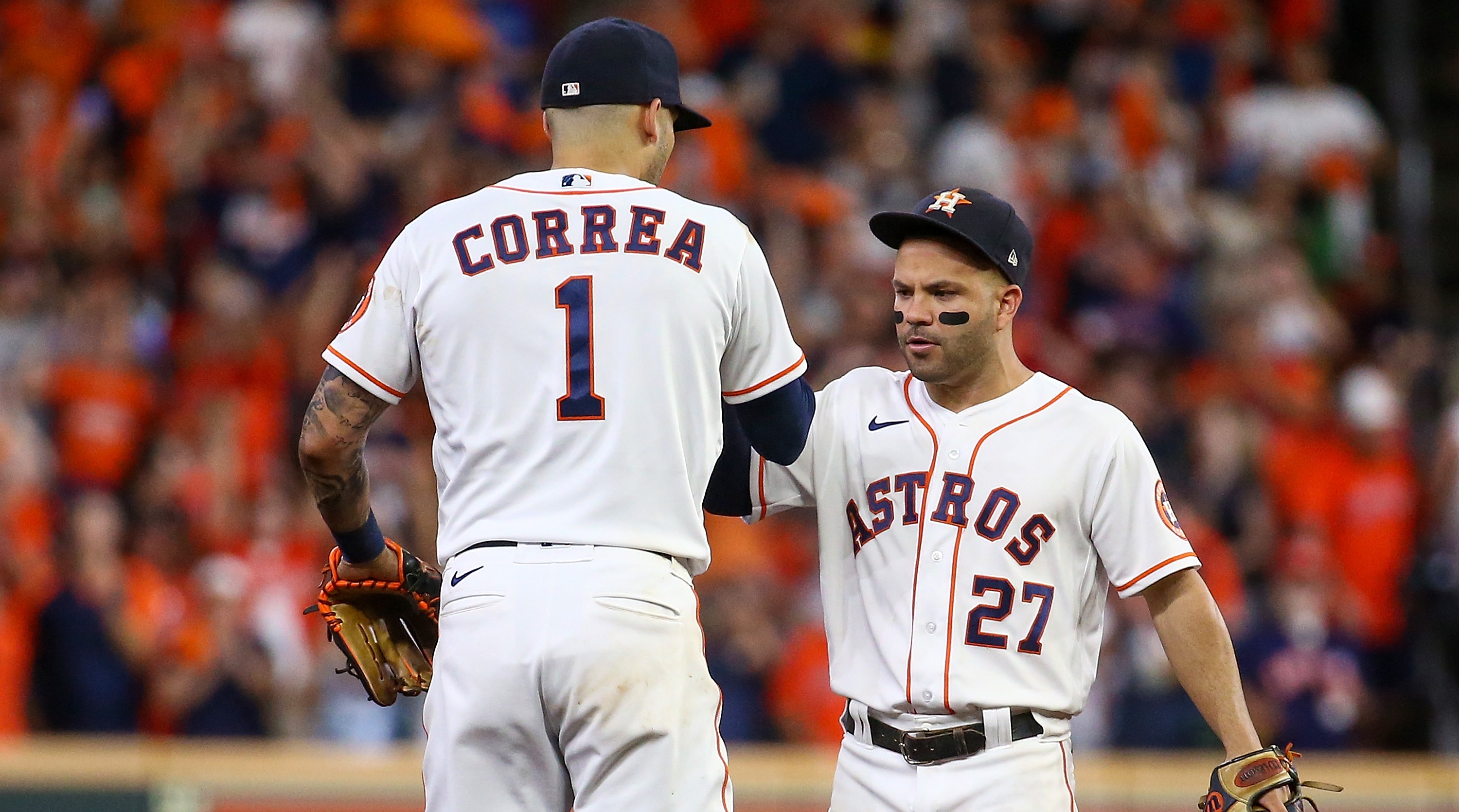Carlos Correa Now Claims Jose Altuve Didn't Want His Jersey Ripped Off  After His ALCS Walk Off Homer Because He Had a Bad Tattoo On His Collarbone