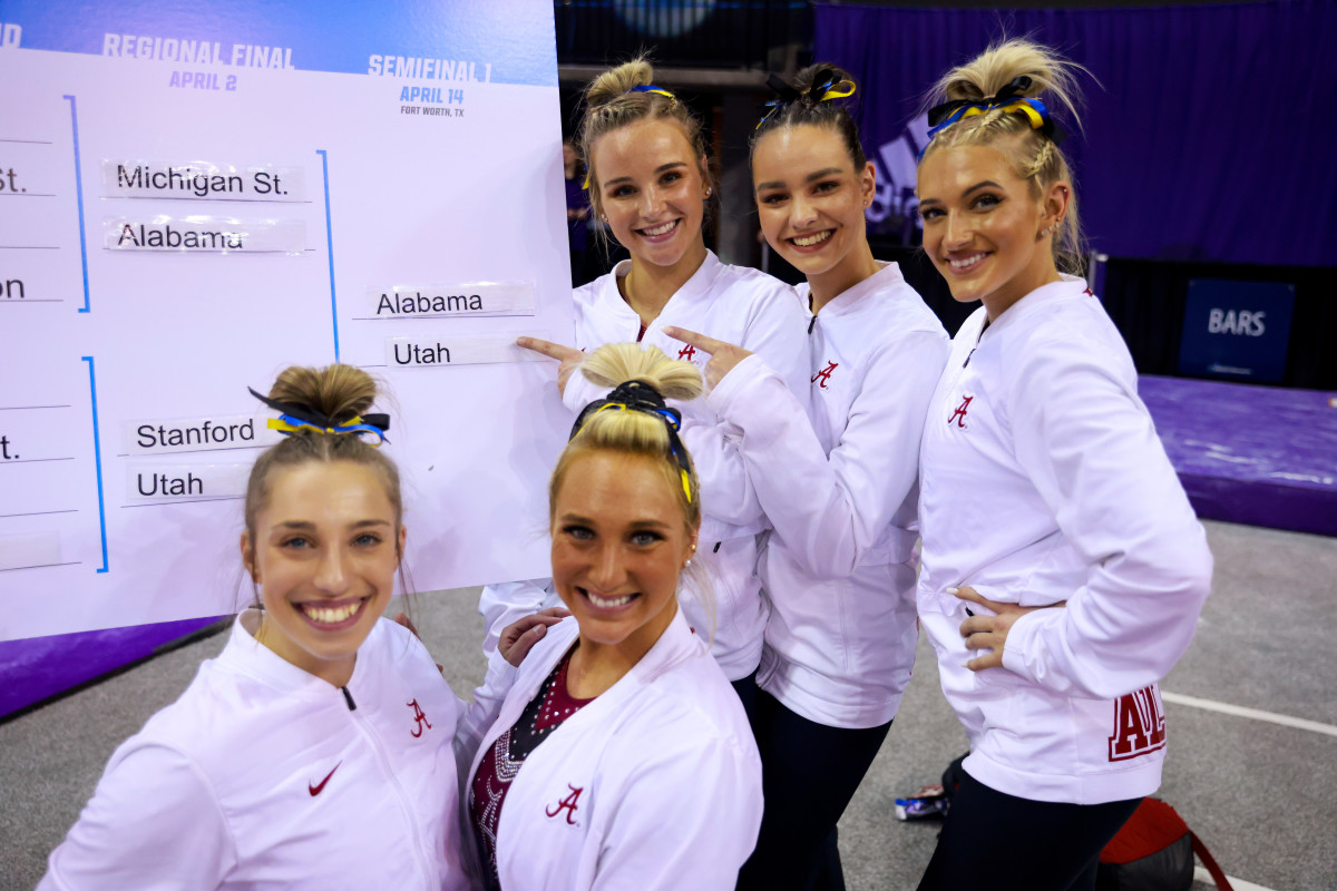 Alabama gymnastics seniors with NCAA bracket