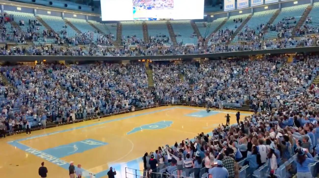 Fans Celebrate On Dean Dome Floor, Franklin Street After UNC Beats Duke in Final Four