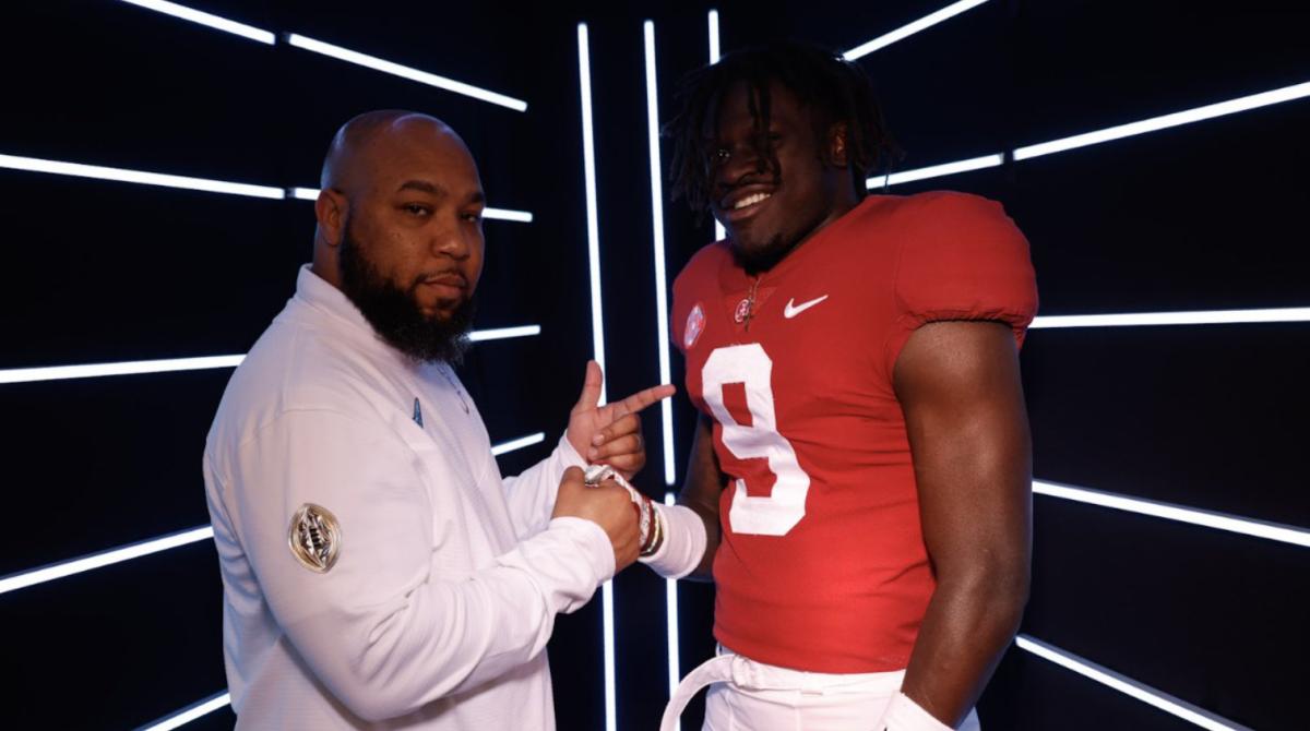 Alabama running backs coach Robert Gillespie and 2023 running back Richard Young