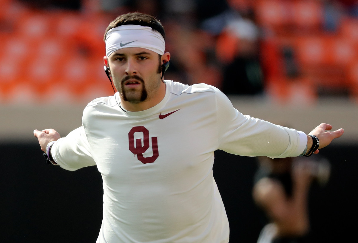 Men's Oklahoma Sooners #6 Baker Mayfield White Player Pictorial