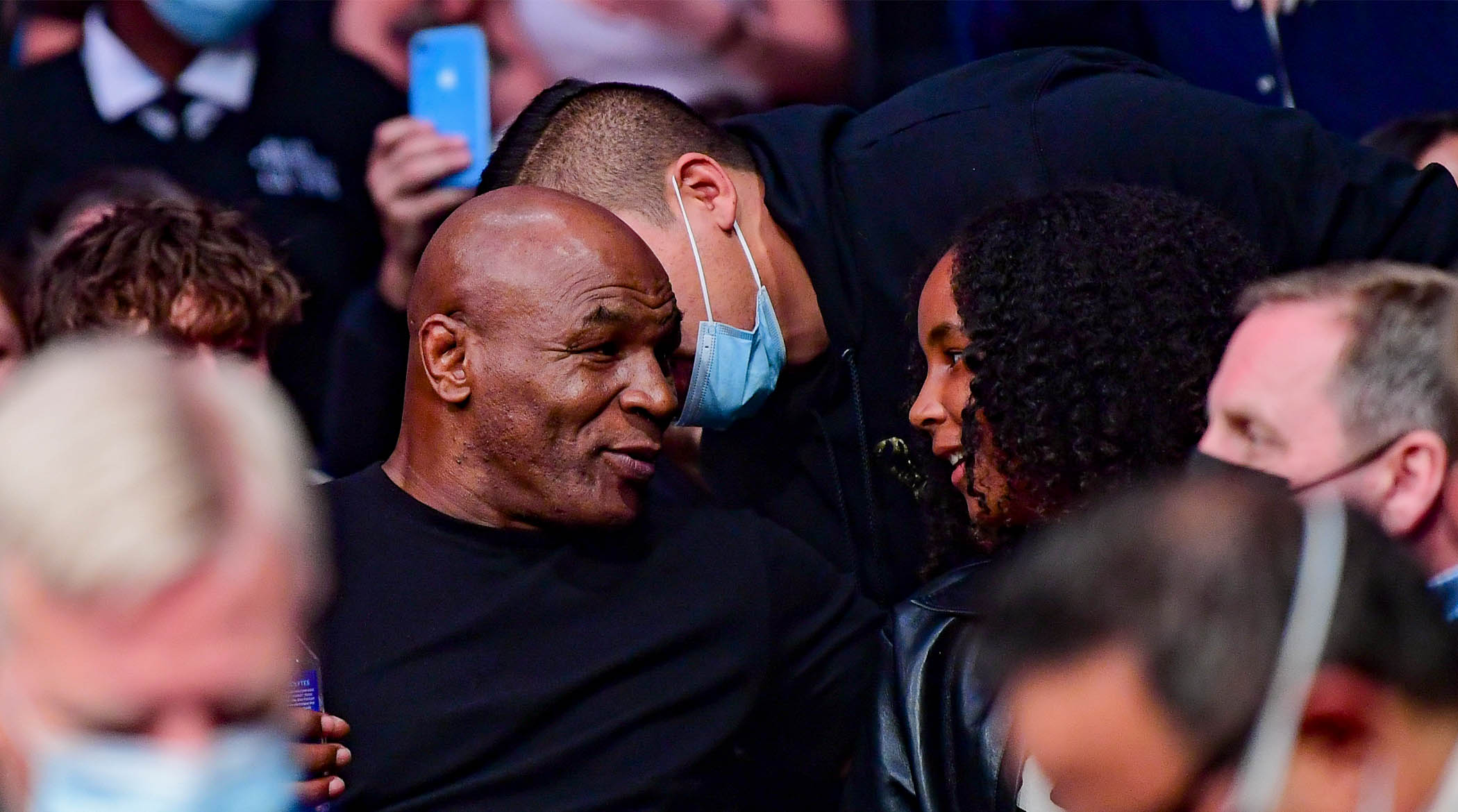 Jan 22, 2022; Anaheim, California, USA; Former heavyweight boxing champion Mike Tyson watches during UFC 270 at Honda Center.