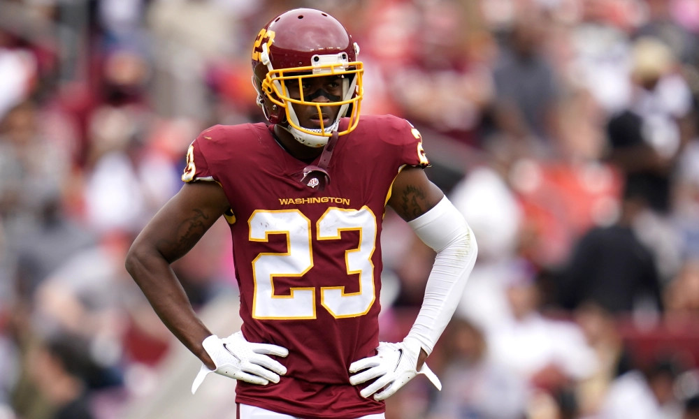 Washington Commanders cornerback William Jackson III (3) is seen