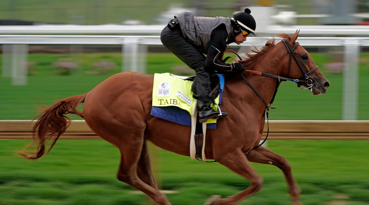 Kentucky Derby entrant Taiba works out at Churchill Downs Tuesday, May 3, 2022, in Louisville, Ky. The 148th running of the Kentucky Derby is scheduled for Saturday, May 7.