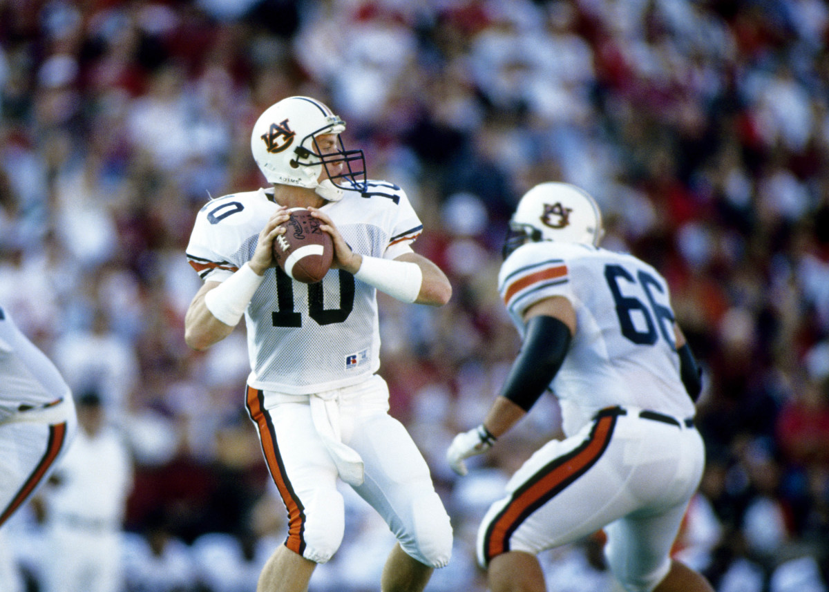 Oct 15, 1994; Gainesville, FL, USA; FILE PHOTO; Auburn Tigers quarterback Patrick Nix (10) in action against the Florida Gators at Florida Field. Auburn defeated Florida 36-33.