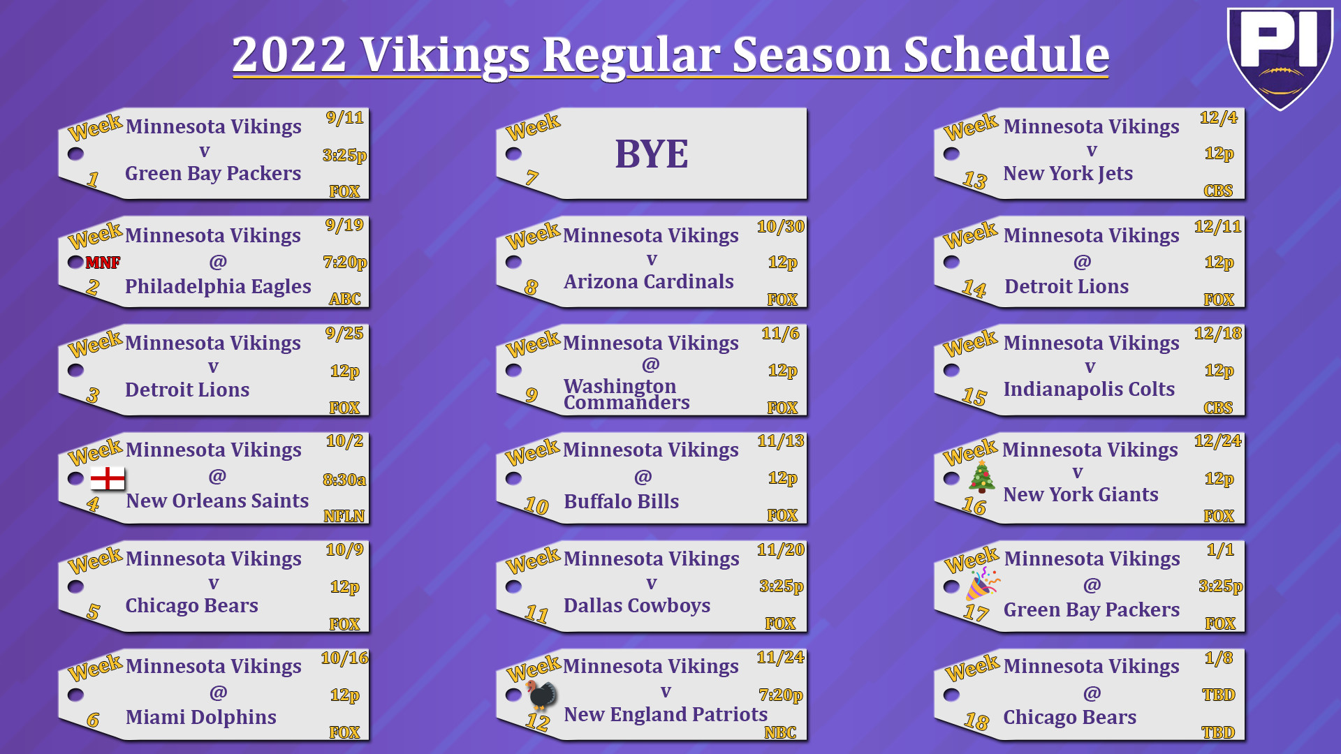 Here's a look at the Vikings schedule with a game-by-game breakdown