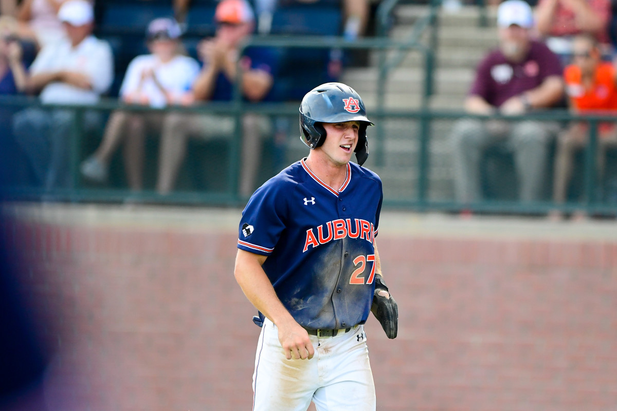 Auburn baseball's Bobby Peirce vs Alabama.