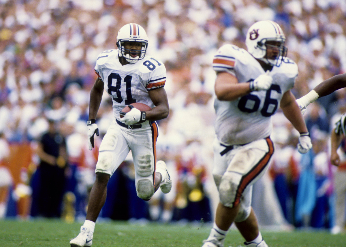 Oct 15, 1994; Gainesville, FL, USA; FILE PHOTO; Auburn Tigers receiver Frank Sanders (81) in action against the Florida Gators at Florida Field. Auburn defeated Florida 36-33.