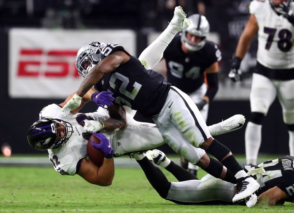 Las Vegas Raiders linebacker Denzel Perryman has been tackle