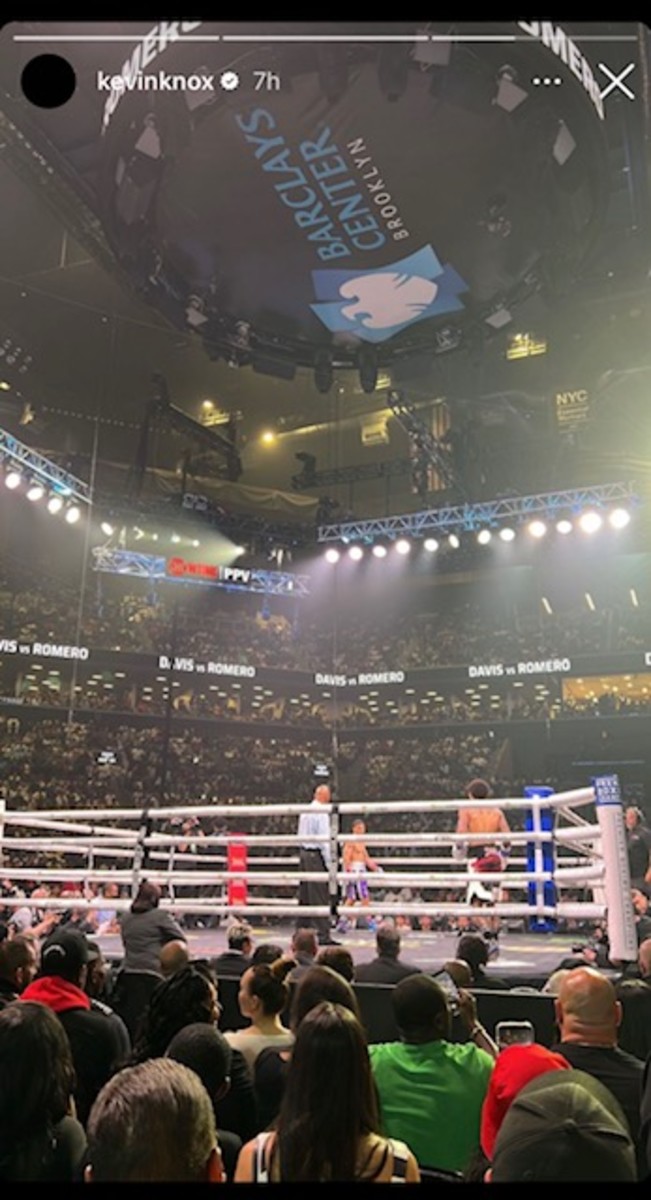 Kevin Knox attends boxing match at Barclays Center in Brooklyn, New York.