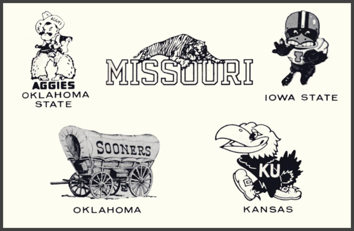 Team logos late 1960s college football Big Eight