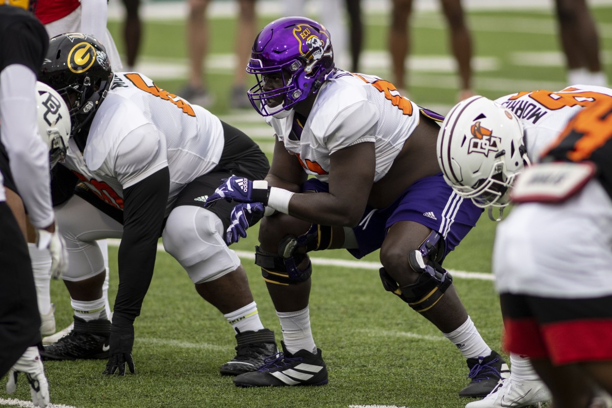 Cincinnati Bengals offensive tackle D'Ante Smith looks on during a