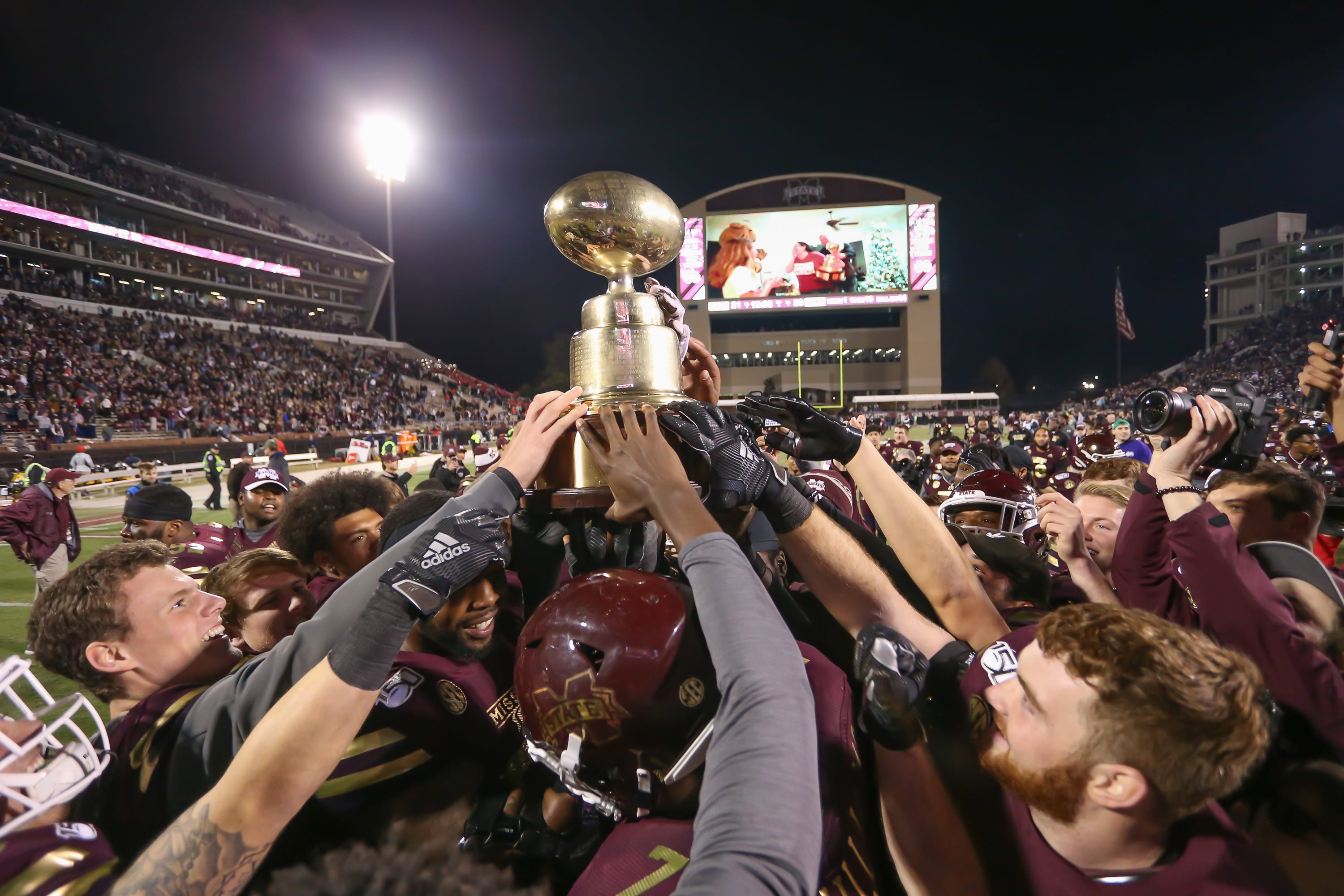 Egg Bowl between Mississippi State Bulldogs football with Mike Leach