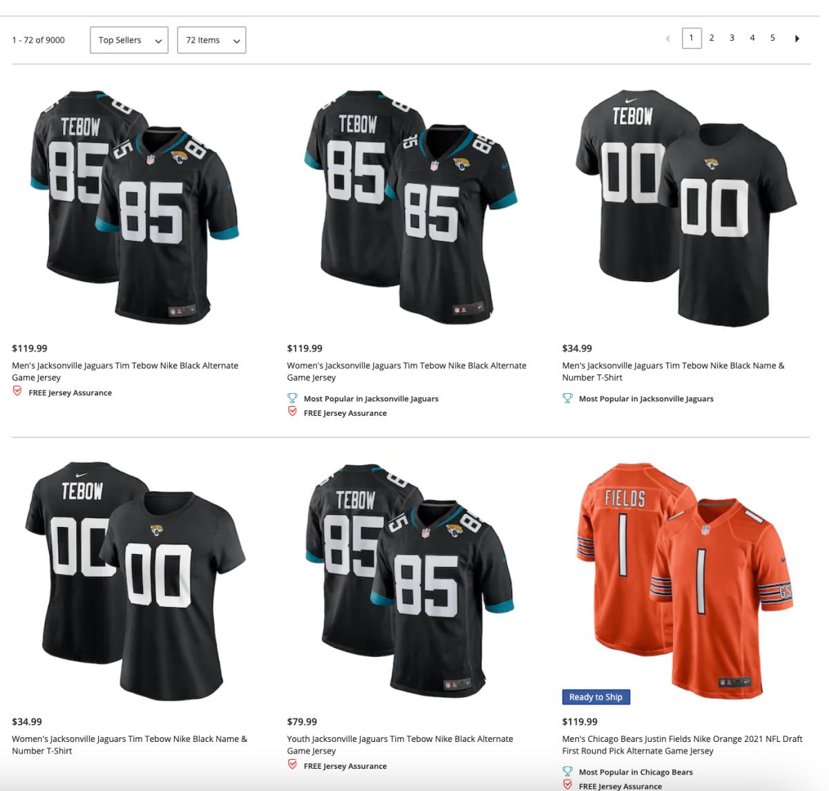 Tim Tebow jersey sales explode in 24 hours after officially signing with  Jaguars