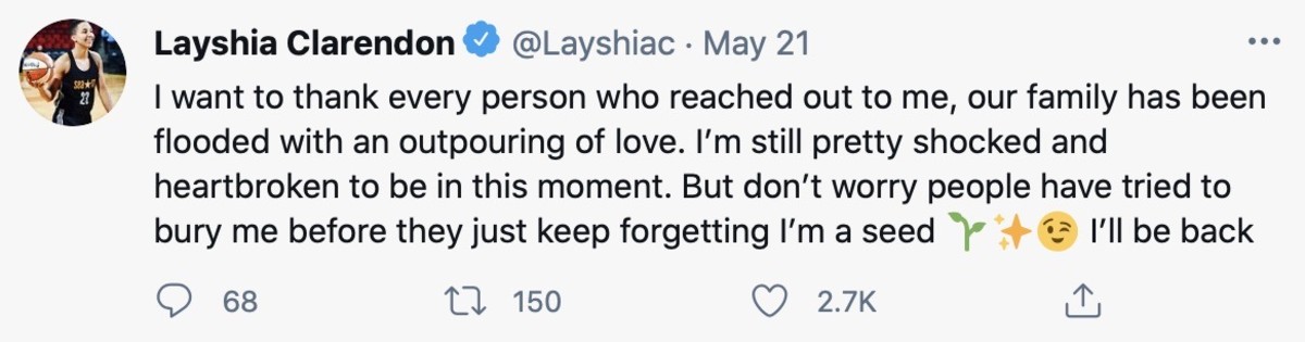 Layshia Clarendon tweet