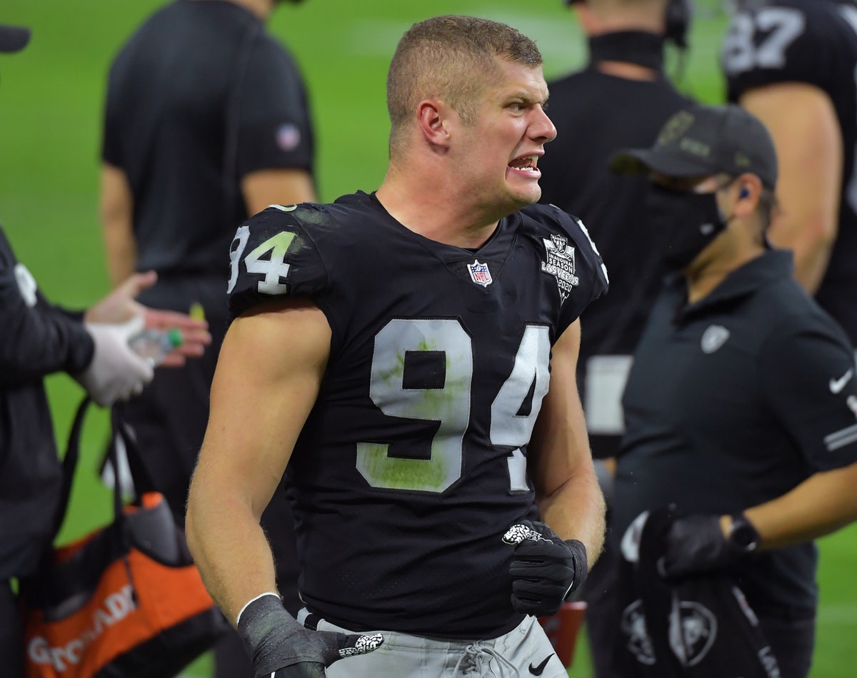 Tampa Bay Buccaneers linebacker Carl Nassib (94) stands on the field prior  to the start of