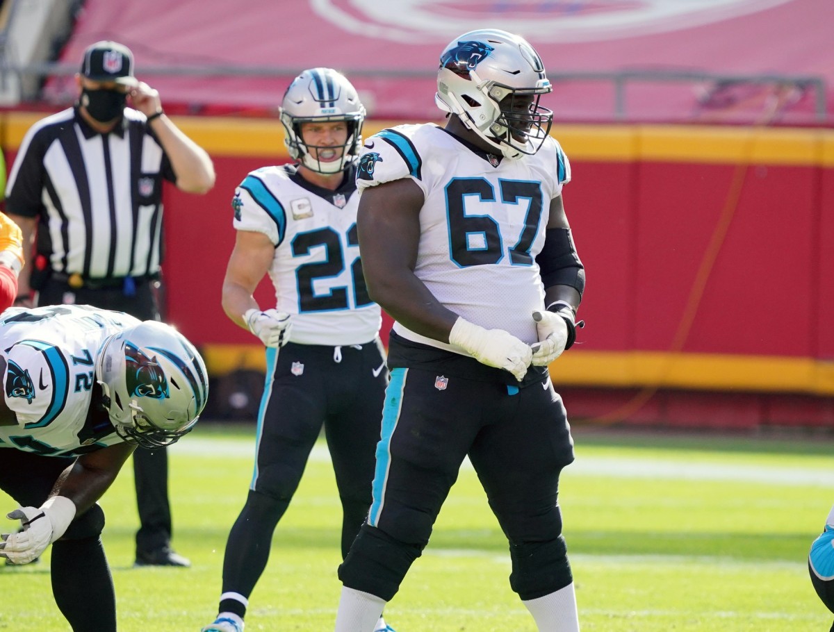 Panthers' Deonte Brown throwing his (reduced) weight around 