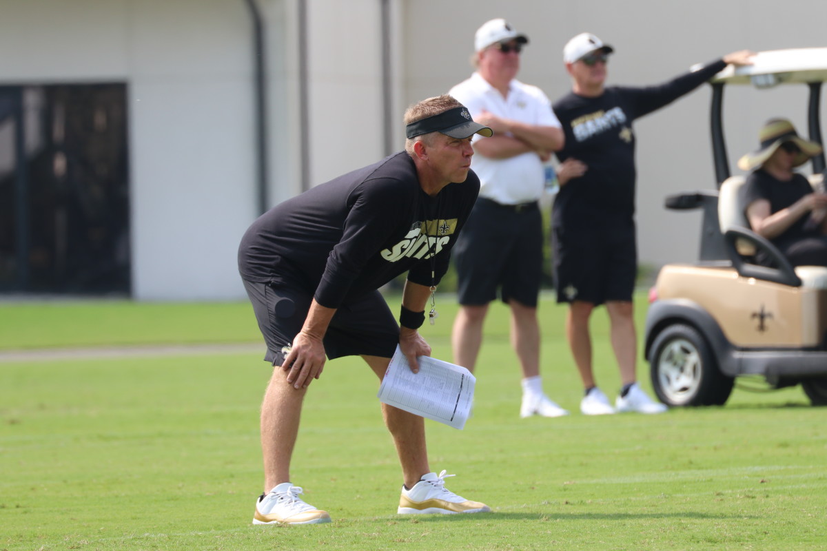 Saints Head Coach Sean Payton at Saints Training Camp on July 31, 2021.