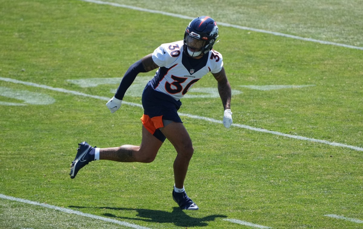 Denver Broncos quarterback Drew Lock takes part in drills at an NFL  football training camp at team headquarters Saturday, July 31, 2021, in  Englewood, Colo. (AP Photo/David Zalubowski Stock Photo - Alamy