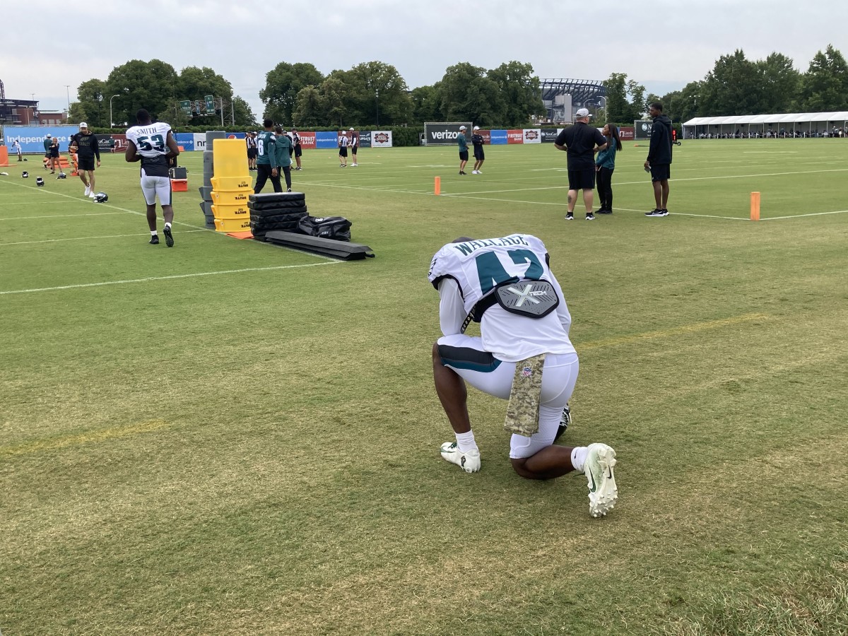 K'Von Wallace takes the field for practice