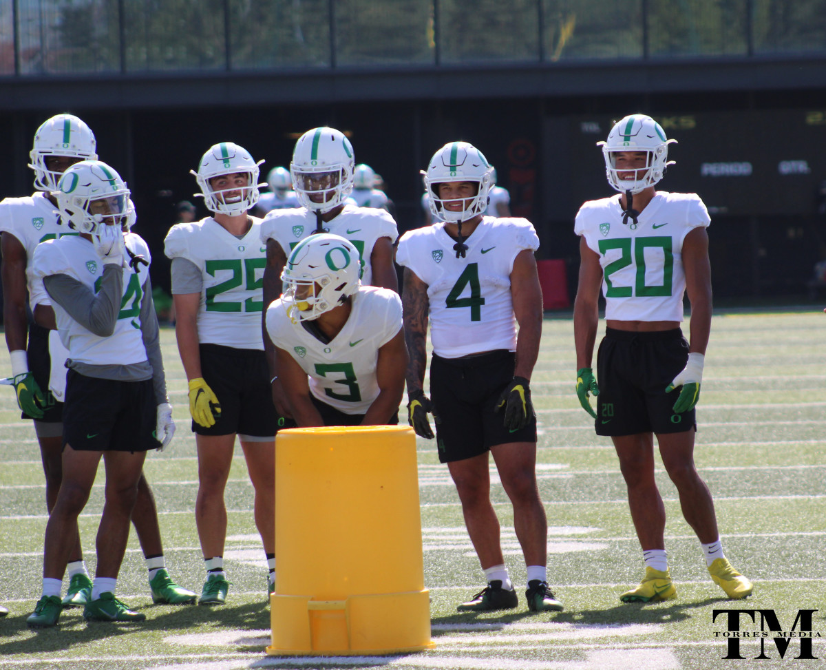 Johnny Johnson leads a drill with the wide receiver group.