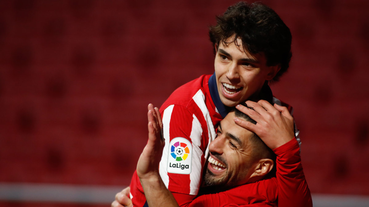 Atletico Madrid's Luis Suarez and Joao Felix