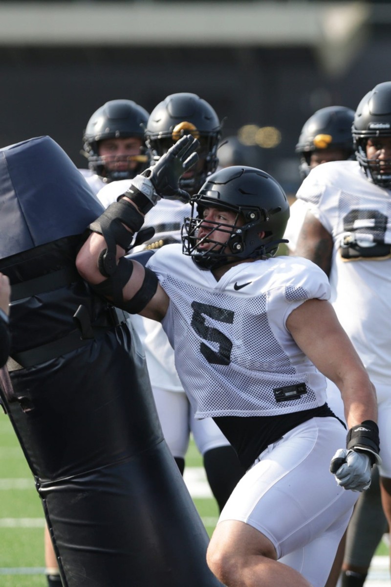 Purdue defensive end George Karlaftis during practice, Tuesday, Aug. 10, 2021 at Bimel Practice Complex in West Lafayette. (Nikos Frazier / Journal & Courier via Imagn Content Services, LLC)