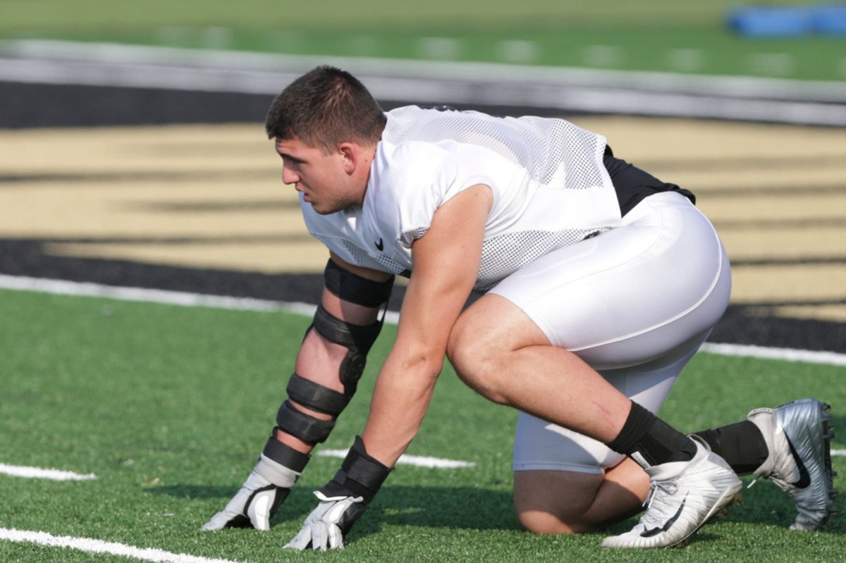 Purdue defensive end George Karlaftis during practice, Tuesday, Aug. 10, 2021 at Bimel Practice Complex in West Lafayette. (Nikos Frazier / Journal & Courier via Imagn Content Services, LLC)