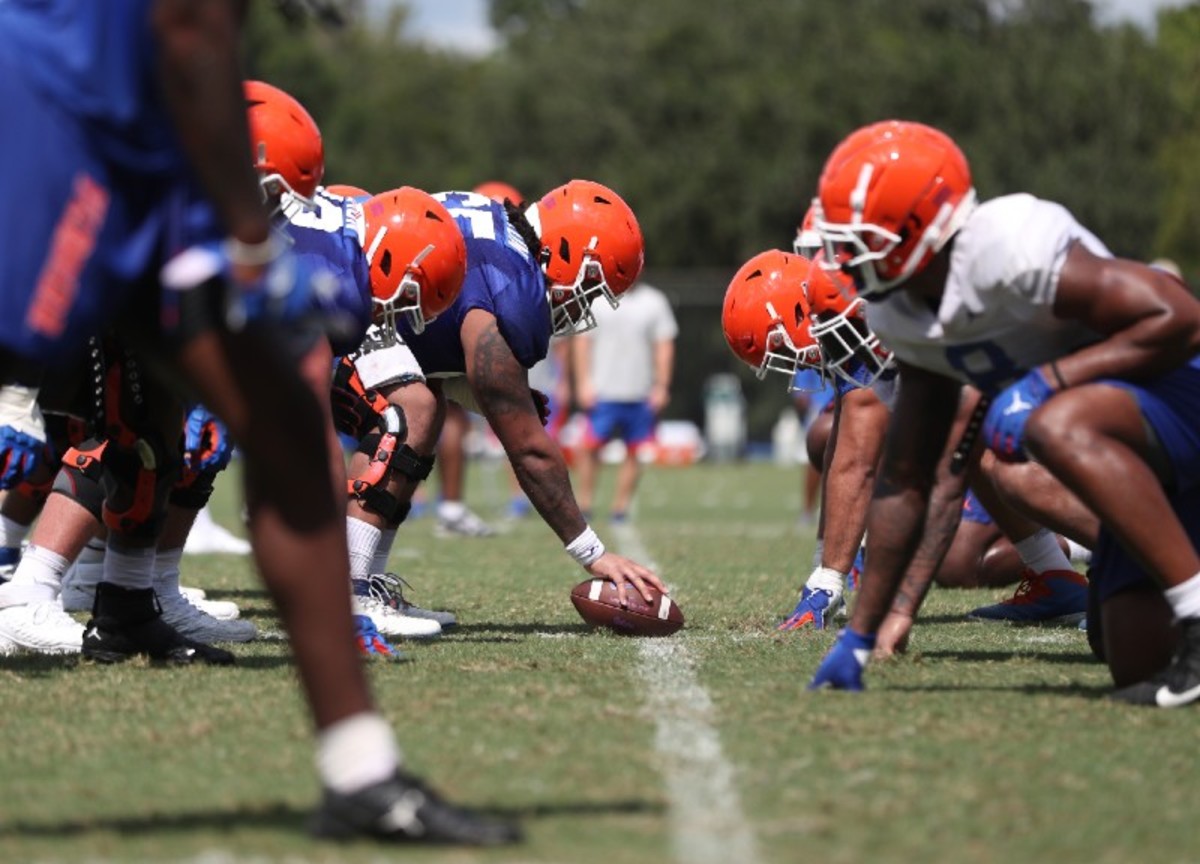 Florida Gators' offensive and defensive lines in fall camp