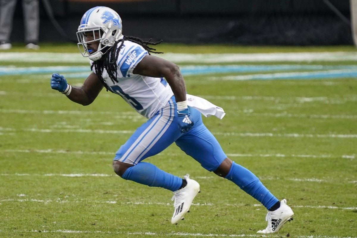 Detroit Lions cornerback Desmond Trufant (23) against the Carolina Panthers. Mandatory Credit: Jim Dedmon-USA TODAY Sports