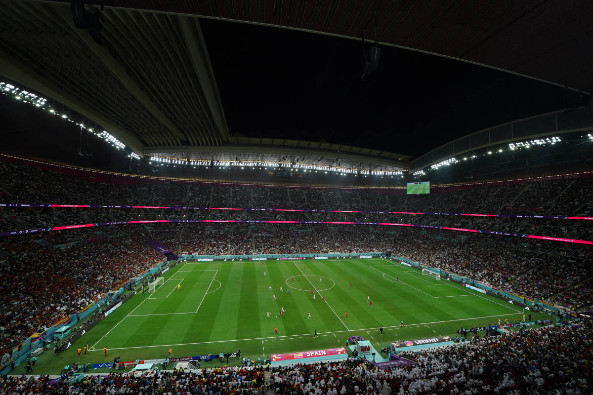 A photo taken during Spain's 1-1 draw with Germany at the 2022 FIFA World Cup