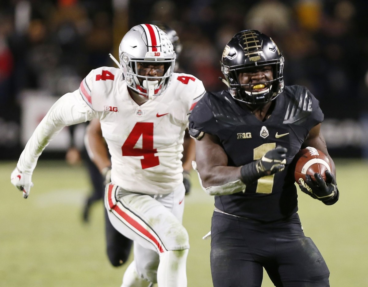 D.J. Knox of Purdue breaks free for a touchdown in the fourth quarter against Ohio State Saturday, October 20, 2018, at Ross-Ade Stadium. Purdue upset the No. 2 ranked Buckeyes 49-20.