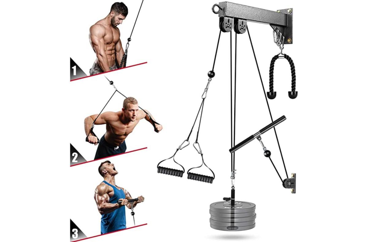 Fitness Cable LAT Pulley System Pull Down Machine Attachments Workout Home  Gym