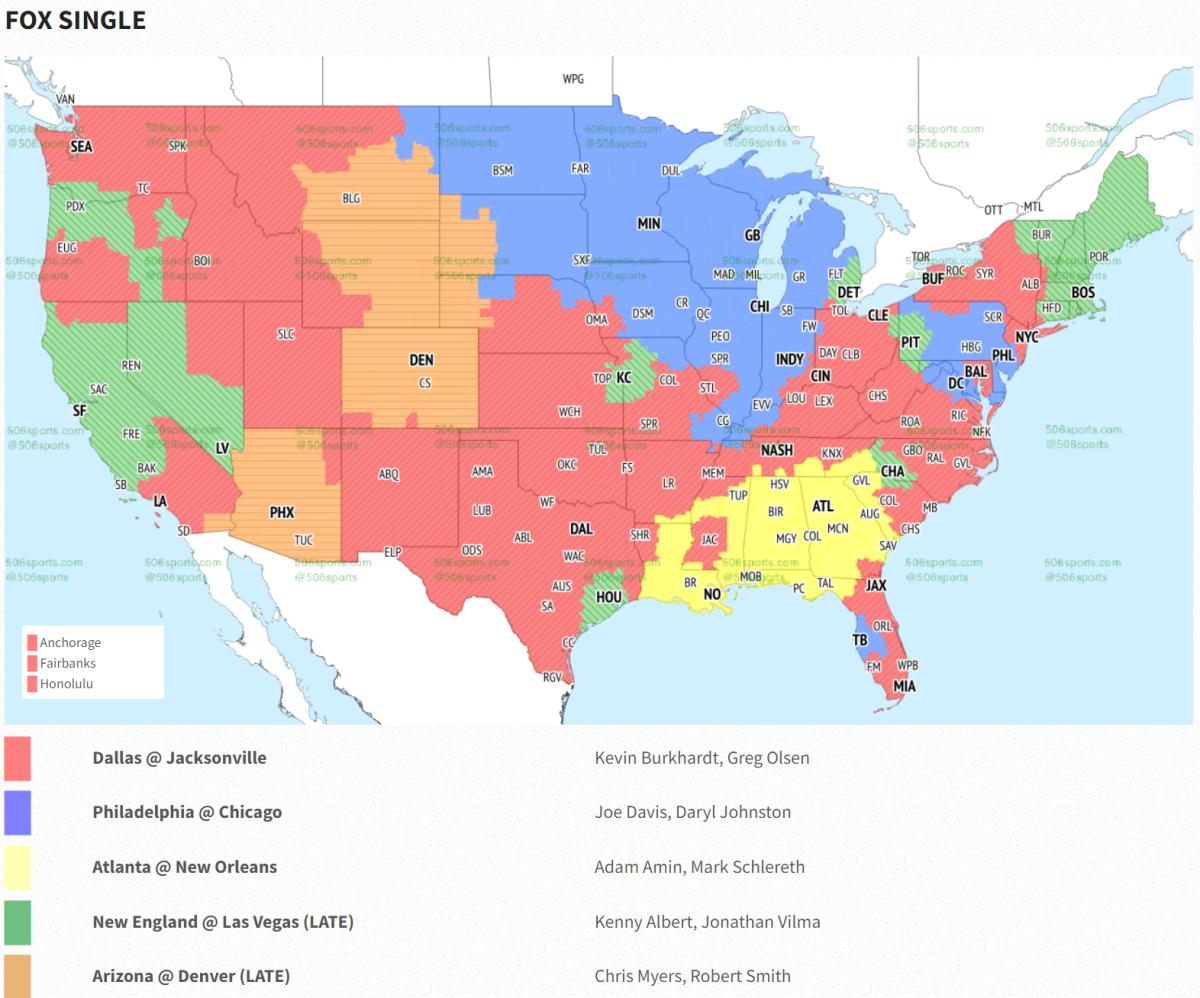 NFL Week 15 TV Coverage Map - Sports Illustrated Arizona Cardinals