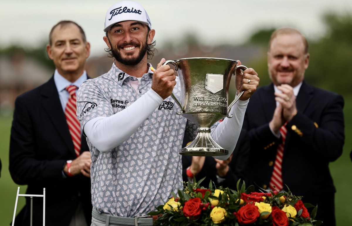 Max Homa celebrates his Wells Fargo victory