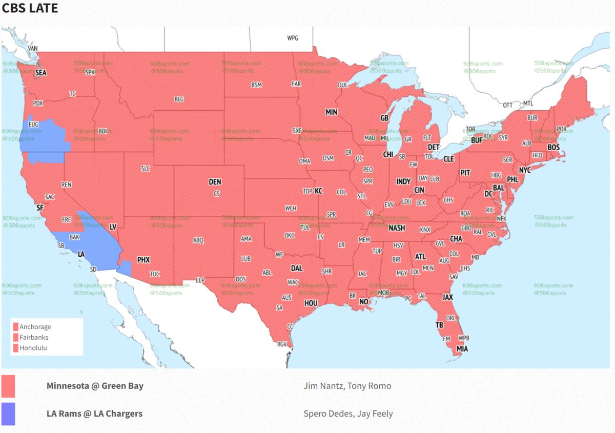 NFL Week 17 TV Coverage Map - Sports Illustrated Arizona Cardinals