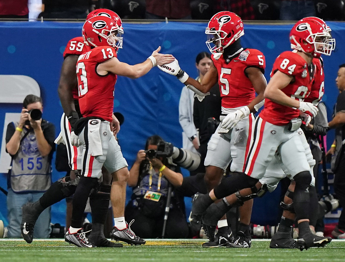 Adonai Mitchell on his TD catch in the Natty, UGA's receiver room