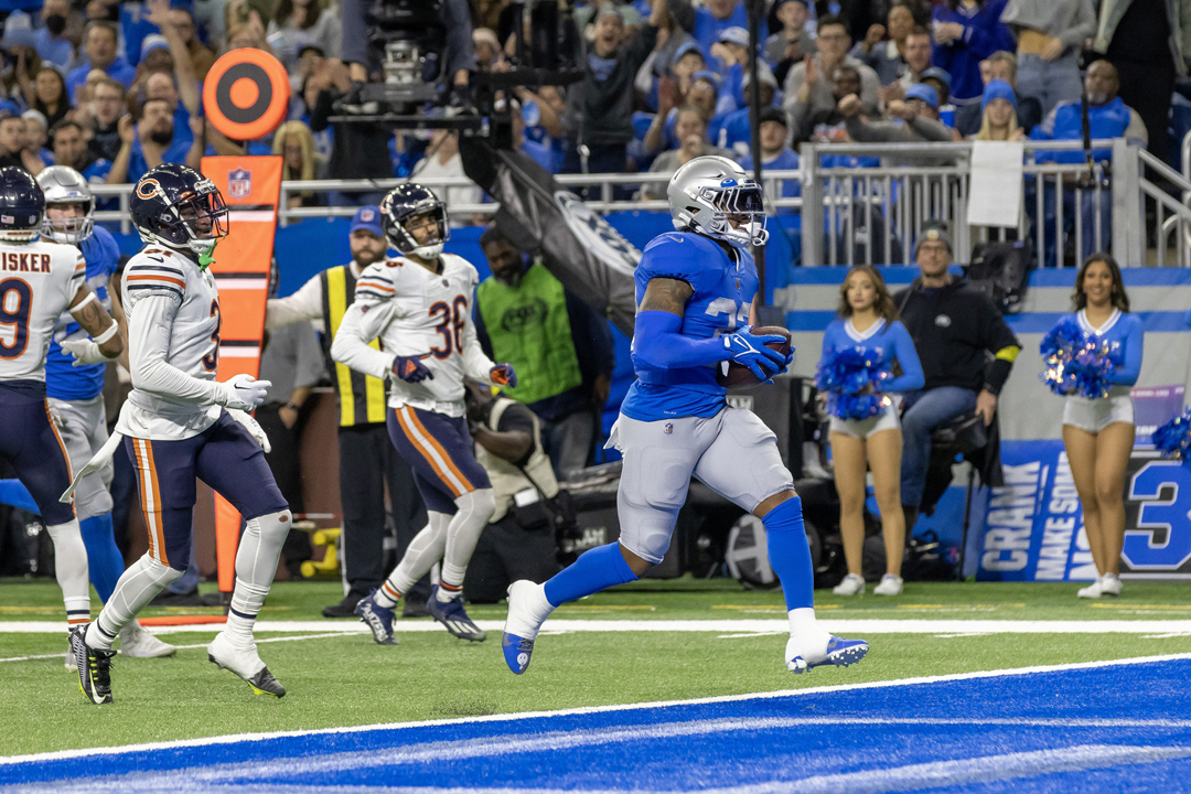 Detroit Lions vs. Chicago Bears. Fans support on NFL Game