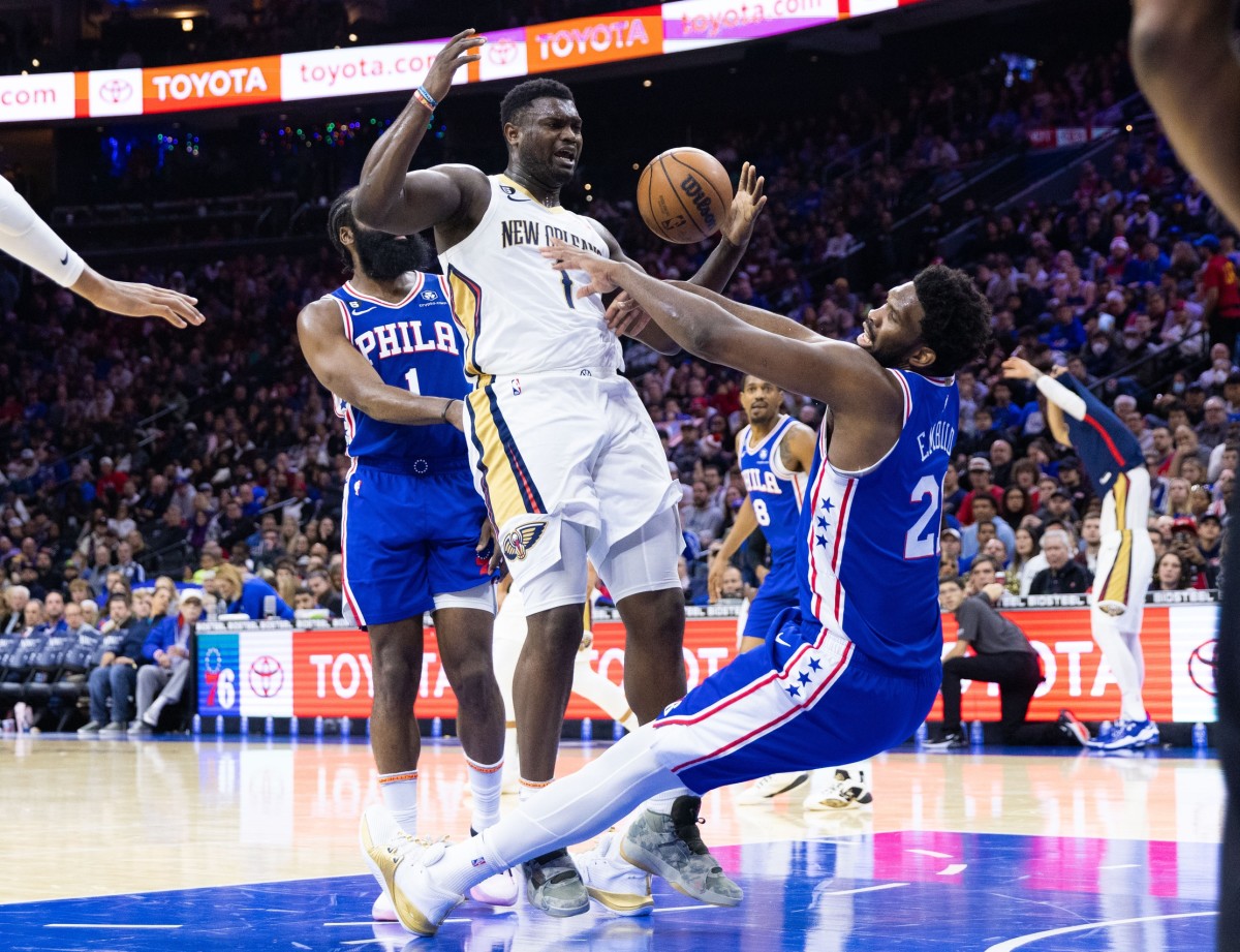 James Harden Joel Embiid Discuss Defense Vs Zion Williamson Sports Illustrated Philadelphia