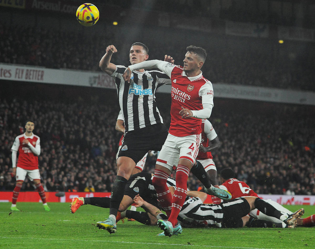 An action shot from the 0-0 draw between Arsenal and Newcastle in January 2023
