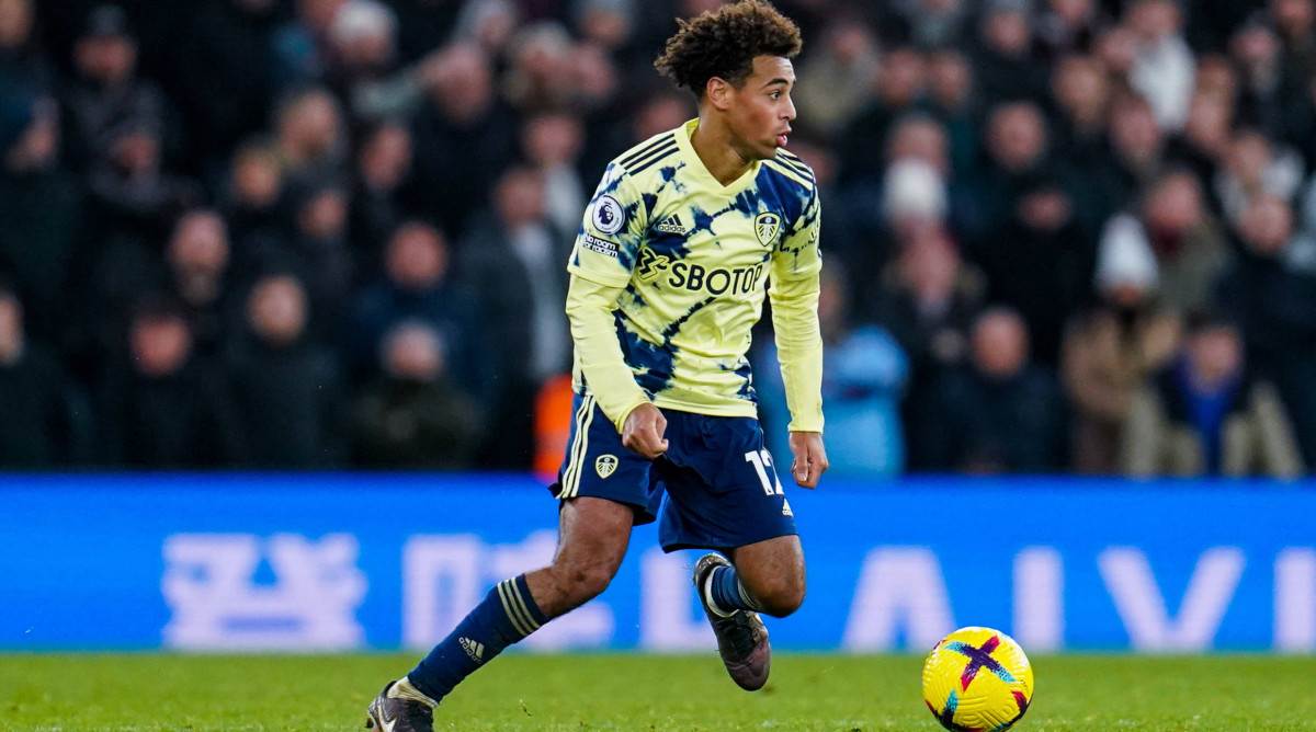 Tyler Adams playing for Leeds.