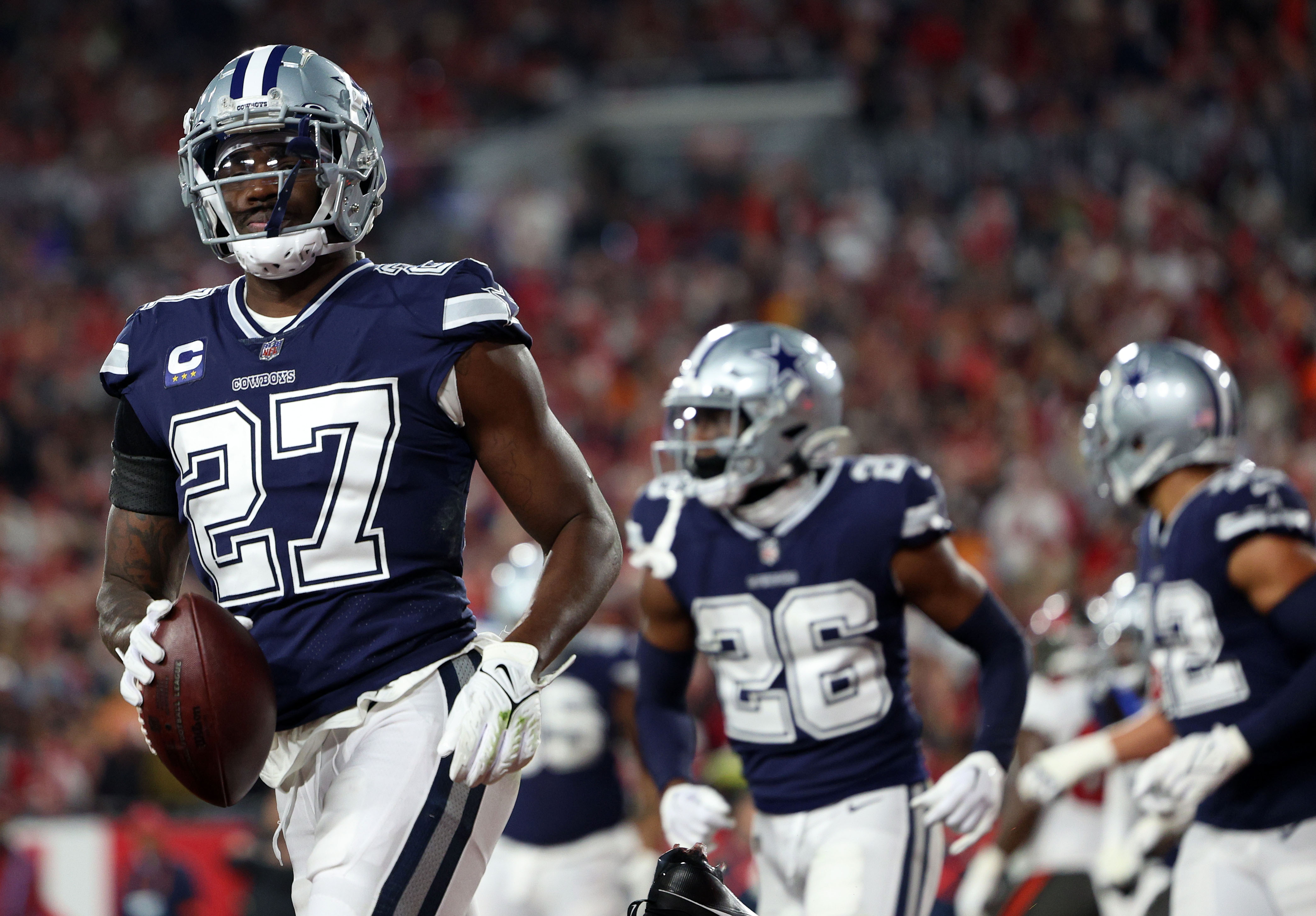 Dallas Cowboys safety Jayron Kearse (27) leaves the field in