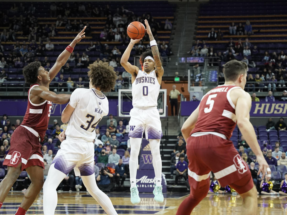 Koren Johnson launches a 3-pointer against Stanford.