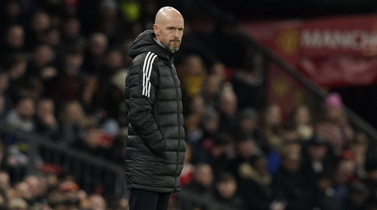 Manchester United manager Erik ten Hag looks on during a match.