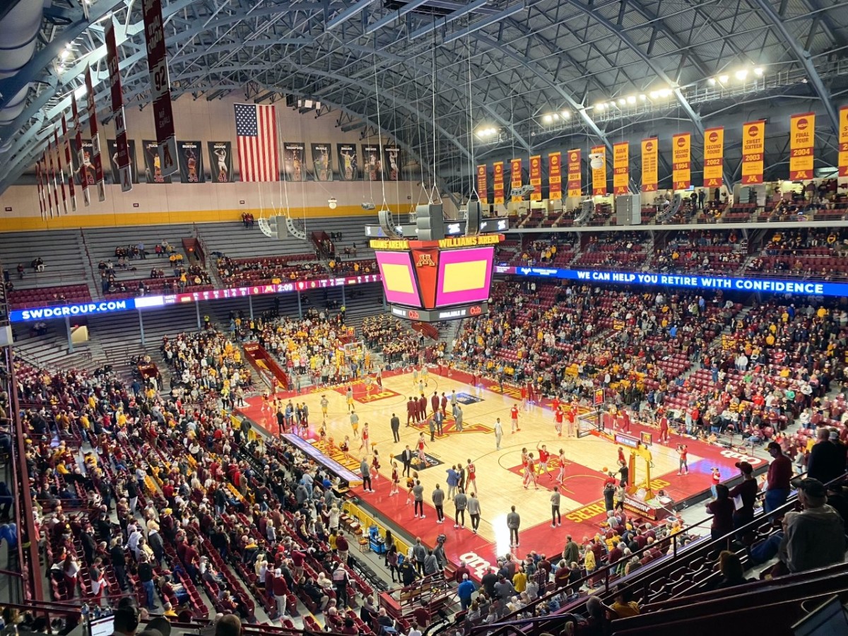 View from the top of Williams Arena before Wednesday's matchup between the Indiana Hoosiers and the Minnesota Golden Gophers.