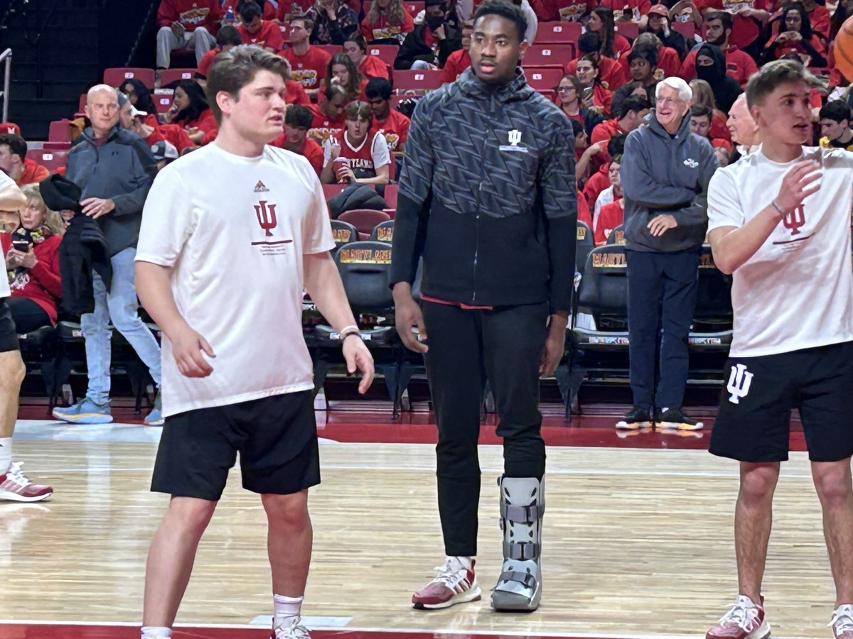 Indiana forward Jordan Geronimo will miss his second straight game with a calf injury. (HoosiersNow.com photo by Tom Brew)